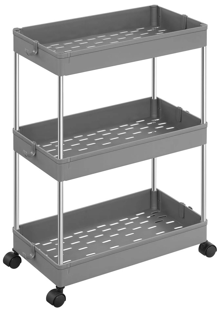 OFERTA Etajera multifunctionala pe roti MOBIX cu 3 cosuri, gri II. calitate