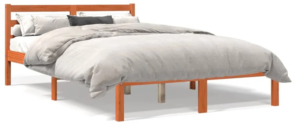 844145 vidaXL Cadru de pat, maro ceruit, 140x200 cm, lemn masiv de pin