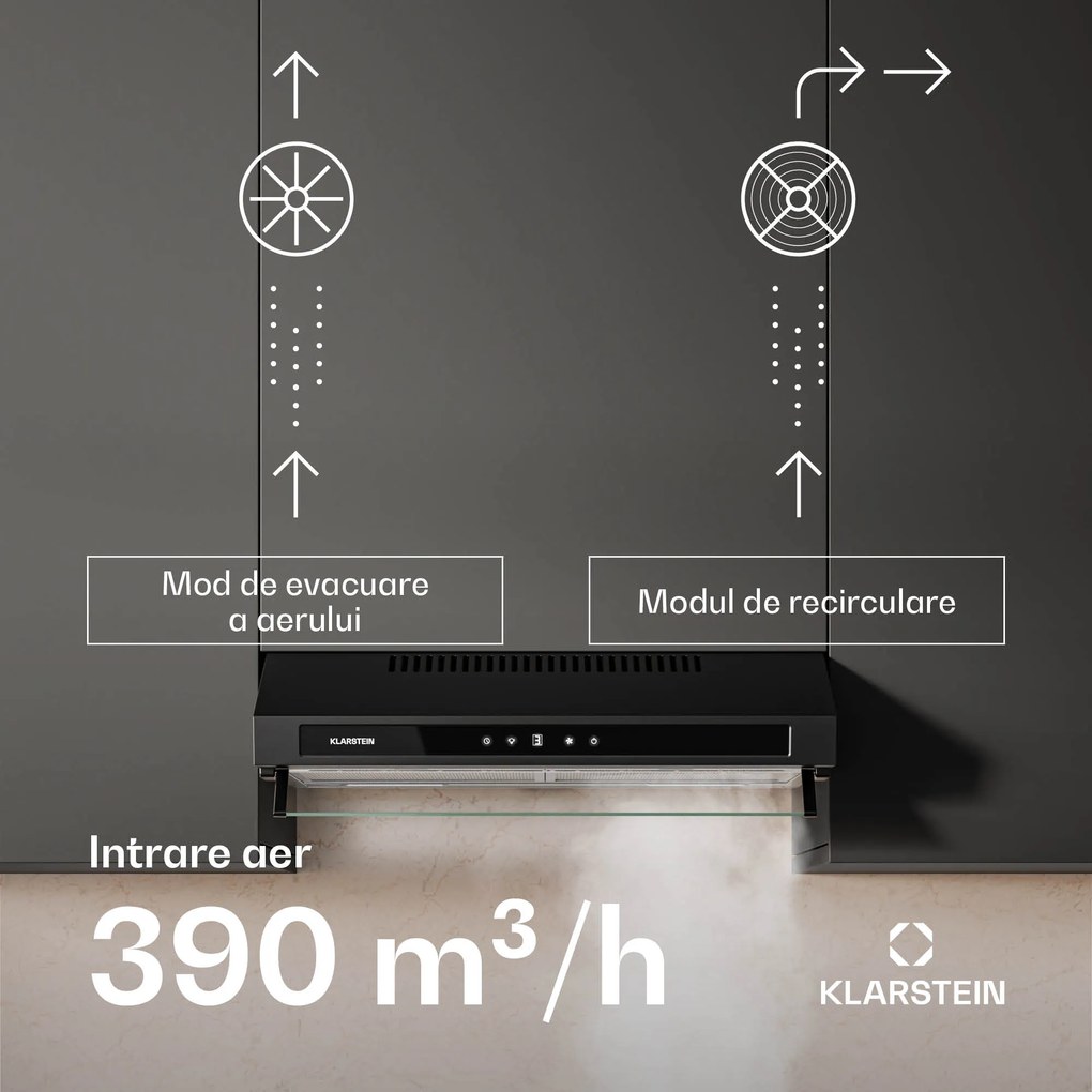 Klarstein Hota Purista Force, Compact, 384,8 m³/h, EEK C, Tehnologie cu două motoare