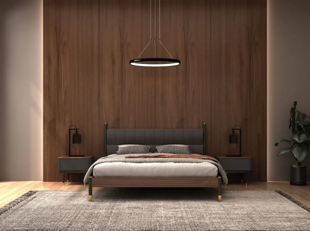 Noptiera deosebita design LUX Dark Grey-Walnut