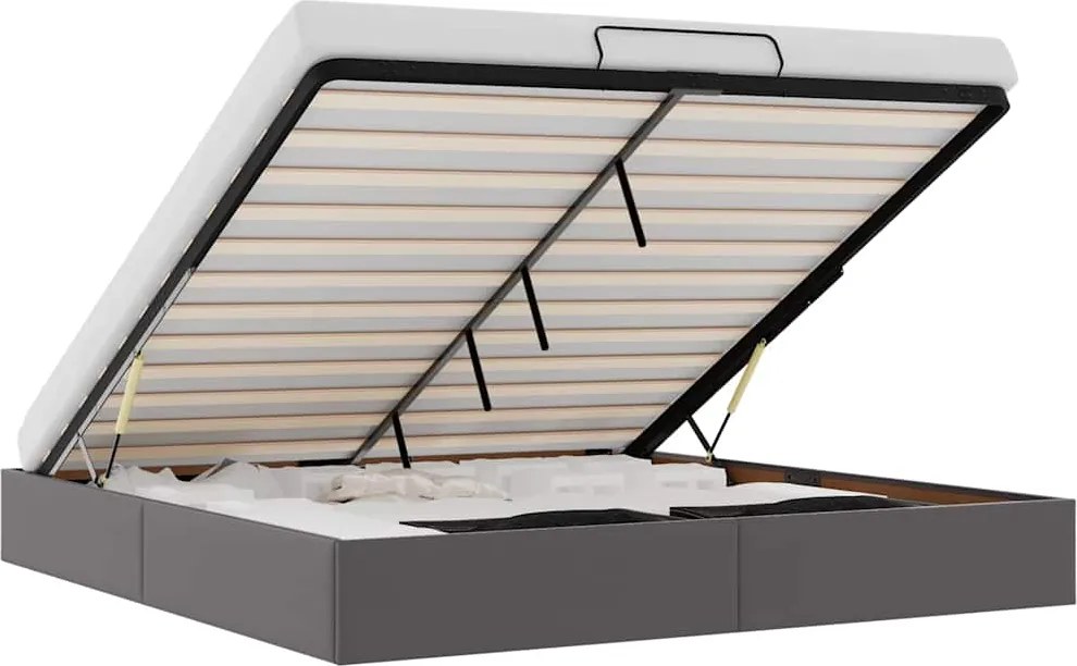 vidaXL Cadru pat otoman fără saltea gri 200x200 cm piele artificială