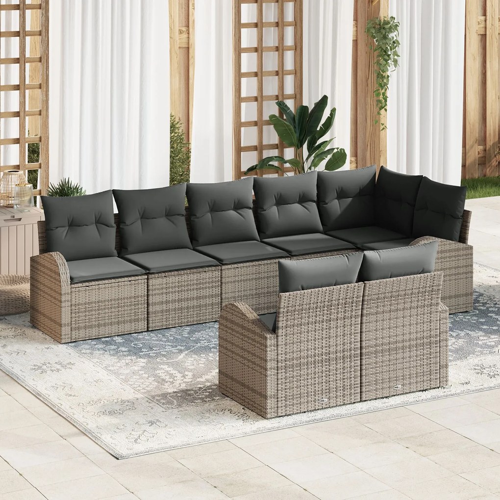 vidaXL Set de canapele pentru grădină cu pernă 8 pcs 289 x 124 x 85 cm