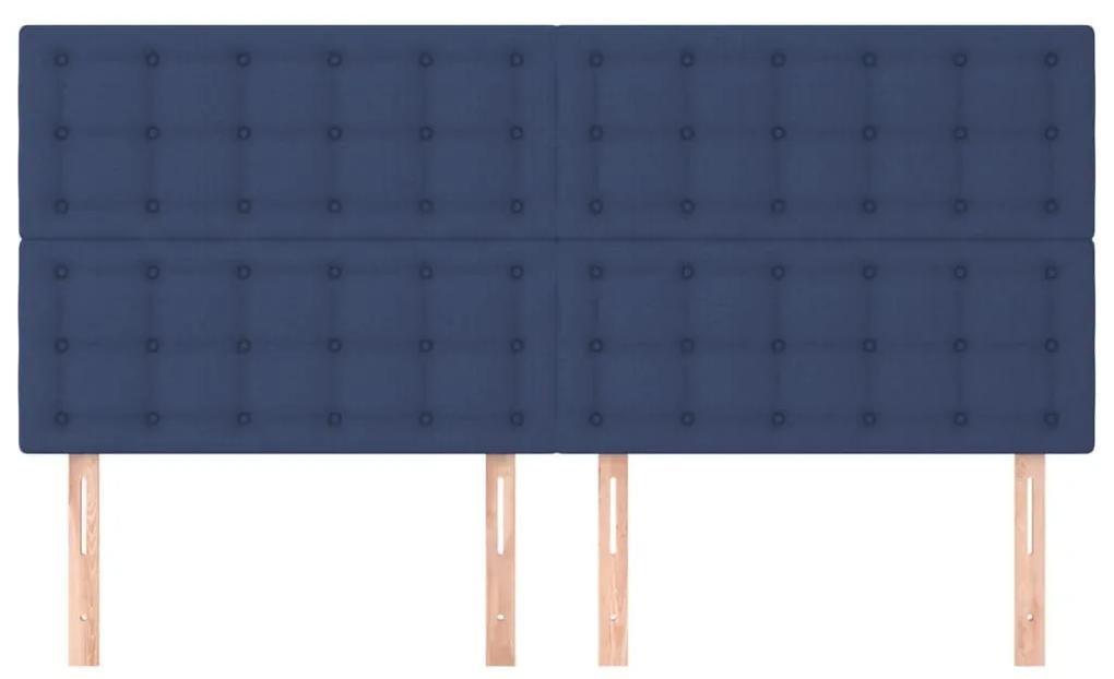 Tablii de pat, 4 buc, albastru, 80x5x78 88 cm, textil 4, Albastru, 160 x 5 x 118 128 cm