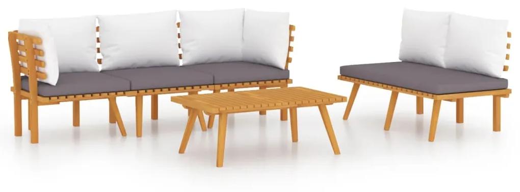 3087011 vidaXL Set mobilier de grădină cu perne, 5 piese, lemn masiv de acacia