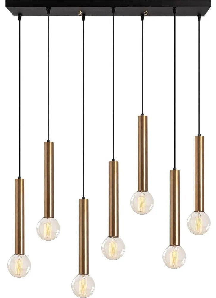 Candelabru suspendat cu cablu TEMPO 7xE27/40W/230V, auriu