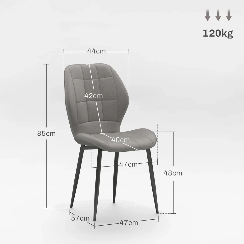 HOMCOM Set of Four Modern Style Flannel Dining Chairs - Light Grey | Aosom Romania