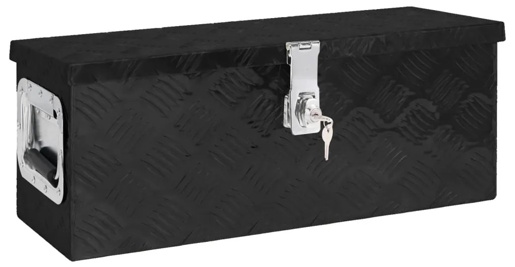 vidaXL Cutie de depozitare, negru, 60x23,5x23 cm, aluminiu