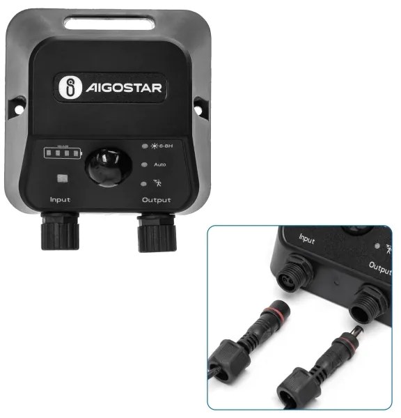 Lustră LED solară cu senzor Aigostar 2xLED/70W/12V 12000 mAh 6500K d. 12 cm