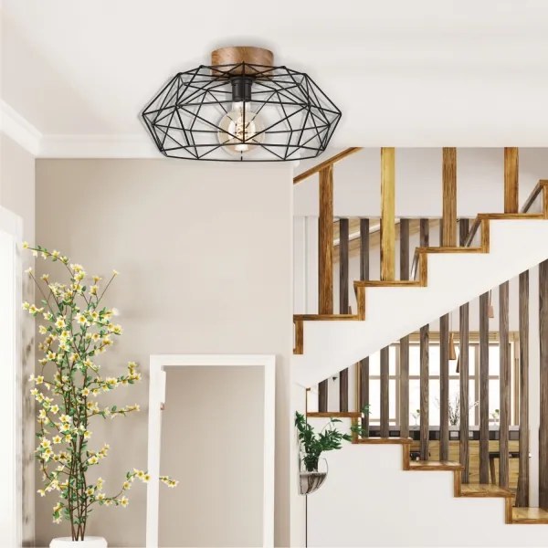 Brilagi - Plafonieră WOODY BASKET 1xE27/60W/230V stejar-nuc