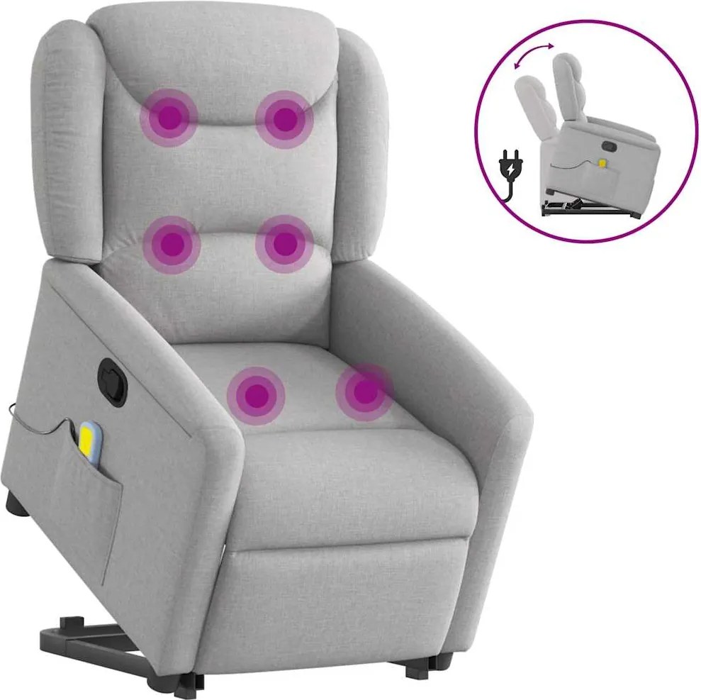 vidaXL Scaun de masaj în picioare, înclinat, țesătură gri nor