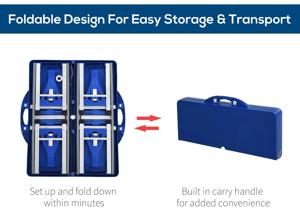 Masuta de picnic Outsunny, pliabila, aluminiu si plastic, 4 scaune, Albastru deschis | Aosom Romania