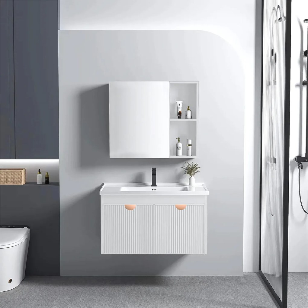 Set mobilier de baie cu lavoar Mario 60 cm Alb