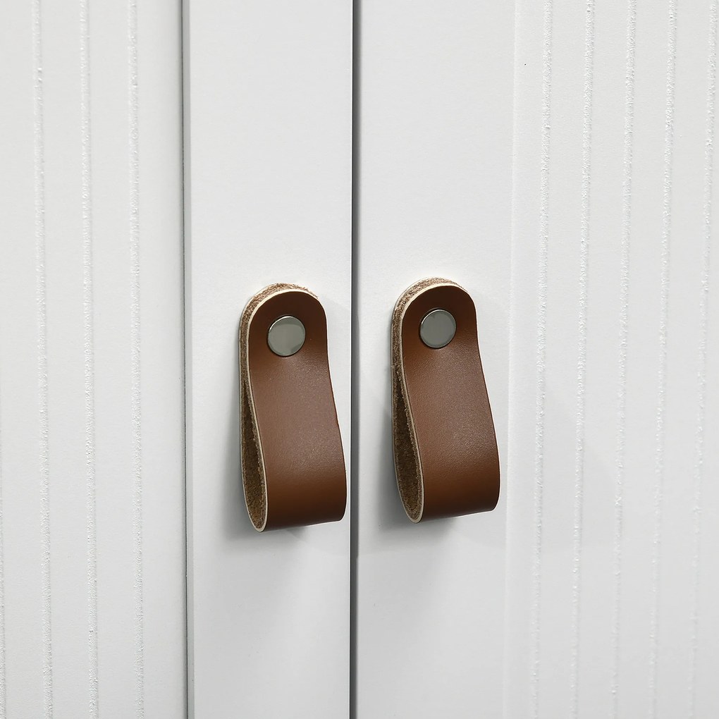 kleankin Dulap de baie scund cu multiple spații de depozitare, mare nișă, placard cu două uși alb și natural | Aosom Romania