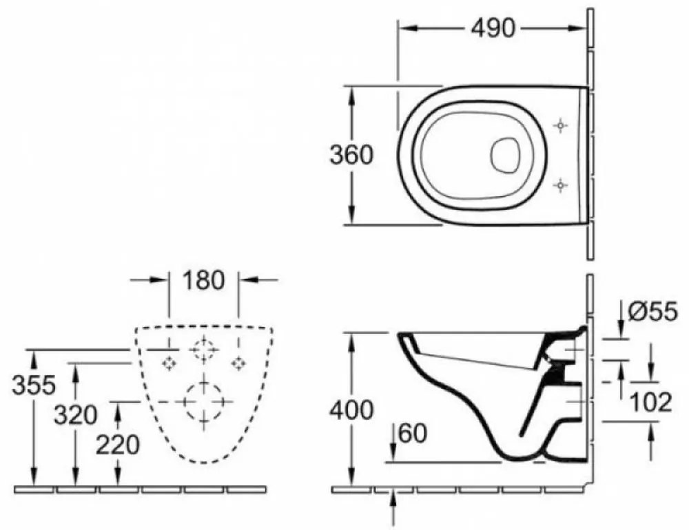 Set vas Wc suspendat rimless cu capac soft close VilleroyBoch, Compact