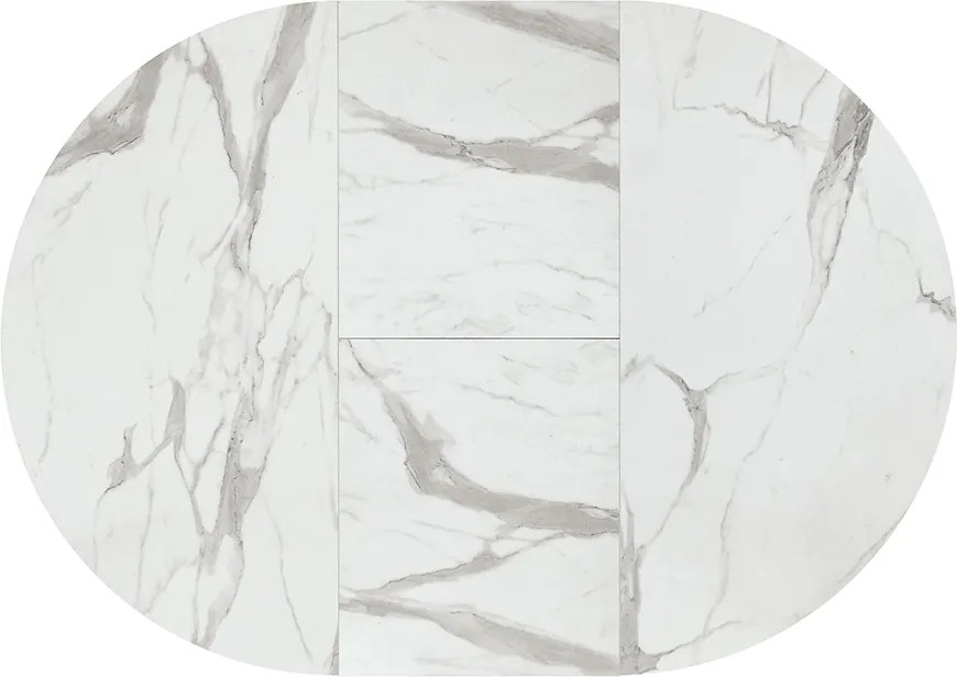 Masa rotunda extensibila Lila, blat Alb Marmorat Ø 120 cm