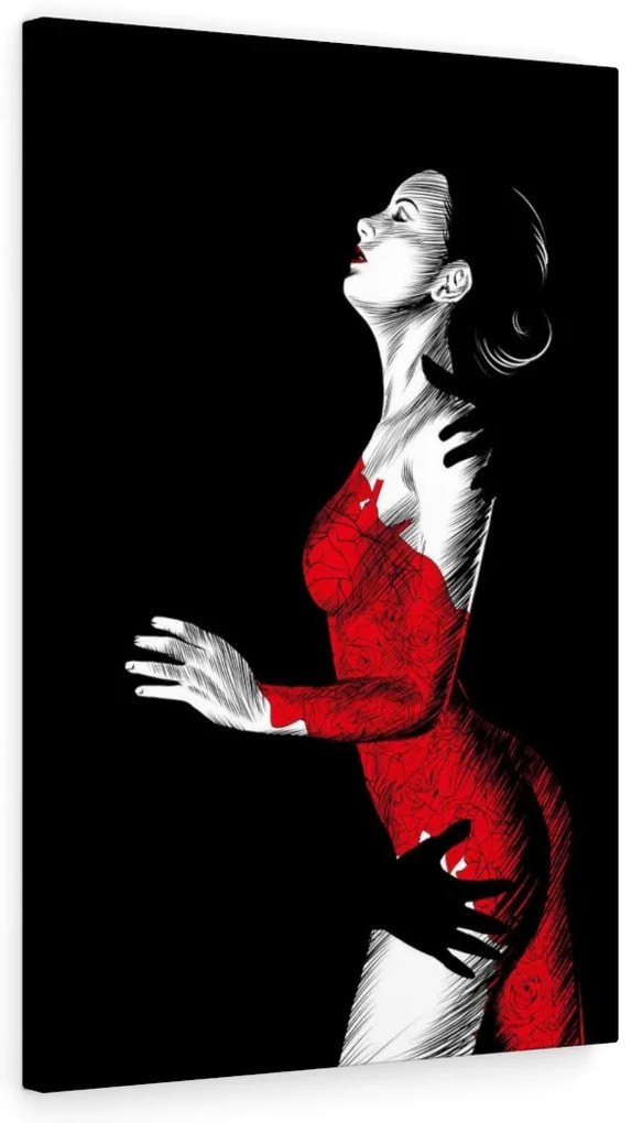 Tablou canvas Girl in Red 120x80 cm