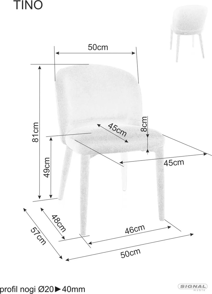 Scaun de sufragerie TINO WIND, gri
