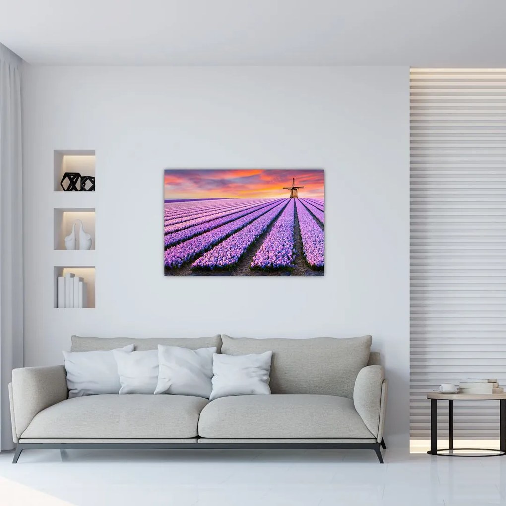 Tablou - ferma cu flori (90x60 cm)