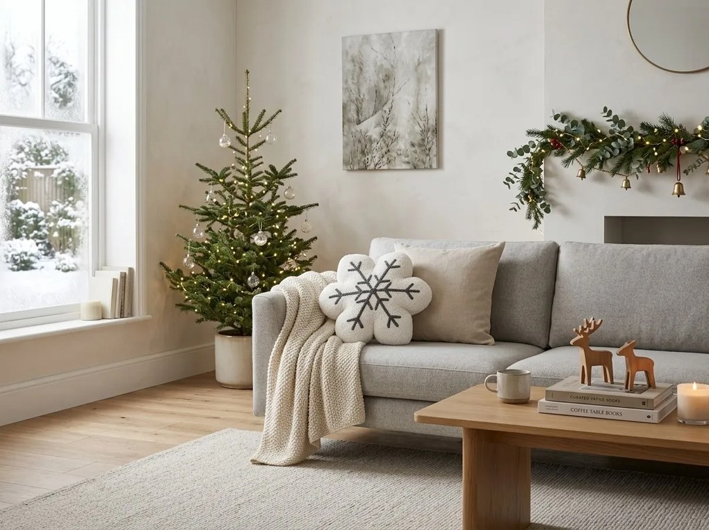 Perna decorativa SNOWFLAKE 35x35 cm, albă