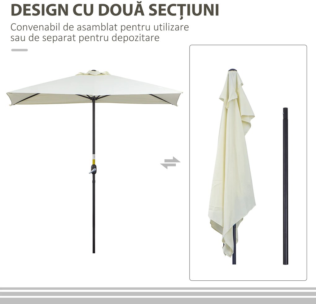 Outsunny Umbrelă de Perete Semicirculară Maro, cu Manivelă, Design Spațiu-Eficient pentru Terasă și Balcon, Φ270x245cm | Aosom Romania