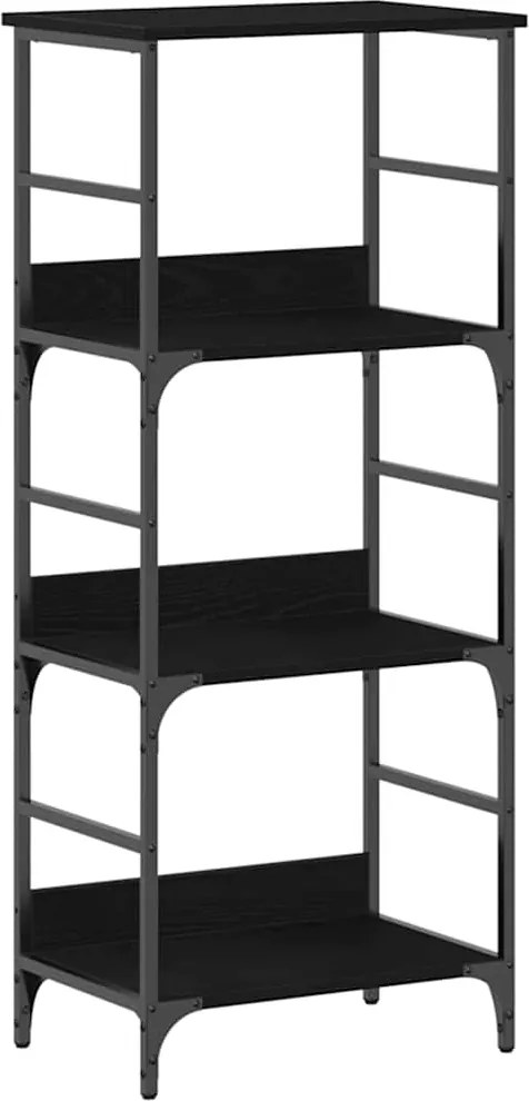 vidaXL Raft pentru cărți Stejar Negru 50 x 33 x 117,5 cm Lemn compozit