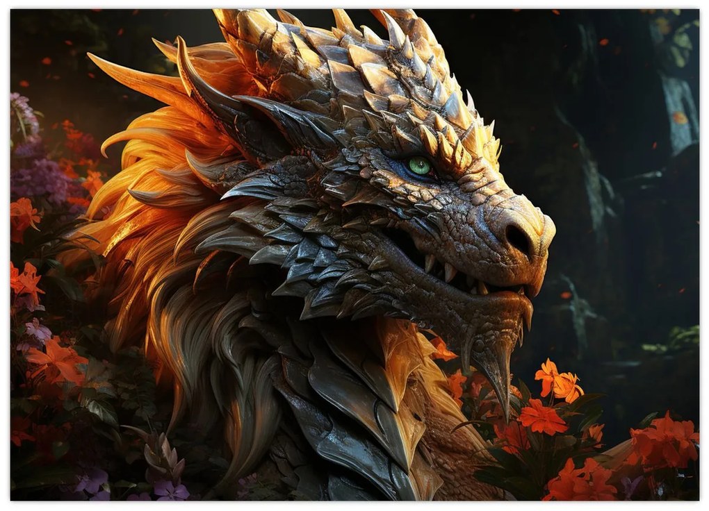 Tablou pe sticlă - Dragon (70x50 cm)