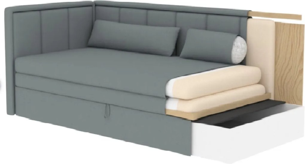 Canapea extensibila brat stanga 3 locuri, ELTAP, Fulgeo, 214x82x77 cm, lemn/catifea din poliester, bej