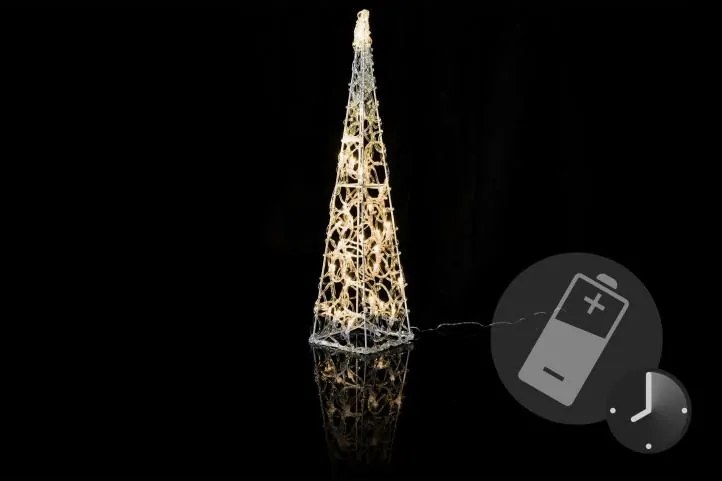 Piramidă cu lumini de Crăciun 60 cm - alb cald, pe baterie