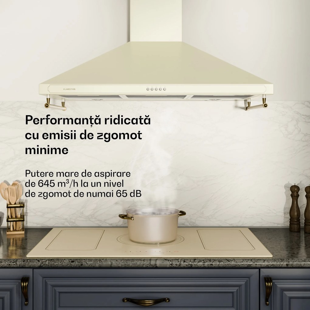 Klarstein Victoria 90, hotă extractoare, 90 cm, design retro, 630 m³ / h, 2 lumini LED