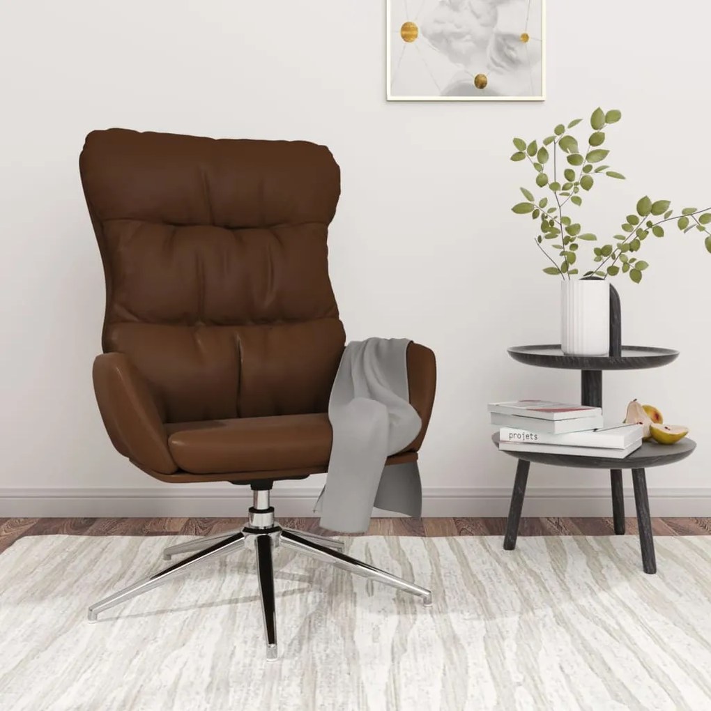 341174 vidaXL Scaun de relaxare, maro, piele naturală
