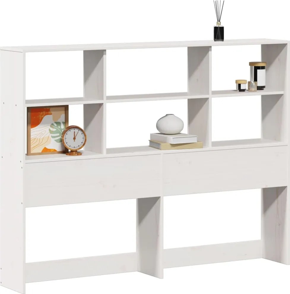 vidaXL Tăblie de pat cu depozitare alb 140 cm lemn masiv de pin