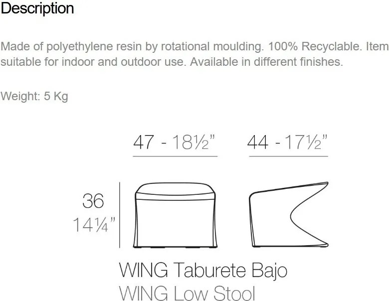 Taburete de exterior / interior design modern premium WING STOOL 53036 Vondom