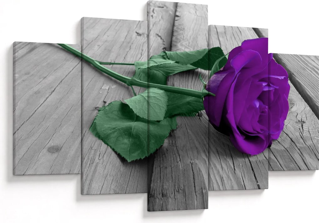 Tablou - Trandafir violet cu tulpina verde (150x105 cm)