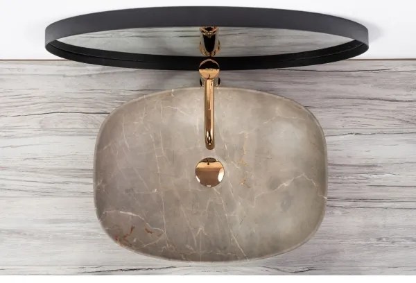 REA-U6647 - Lavoar pentru blat FREJA 39,5x51 cm ceramică/gri/decor marmură