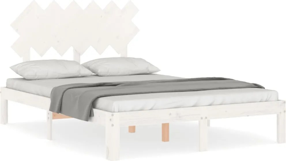 vidaXL Cadru de pat cu tăblie dublu mic, lemn masiv