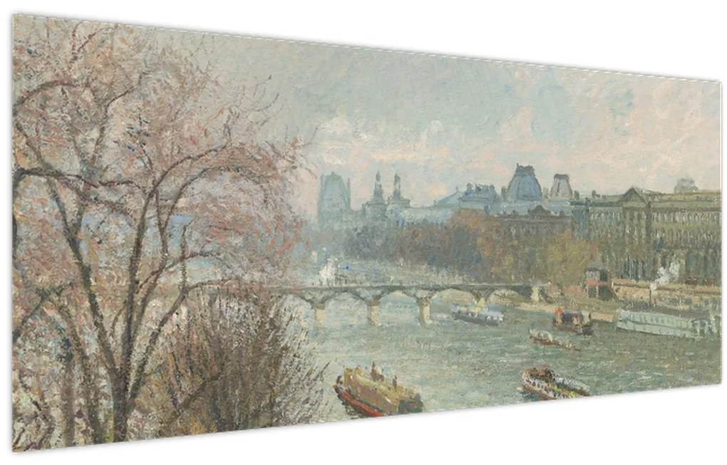 Tablou - Camille Pissarro, The Louvre, Afternoon, Rainy Weather, reproducere (120x50 cm)