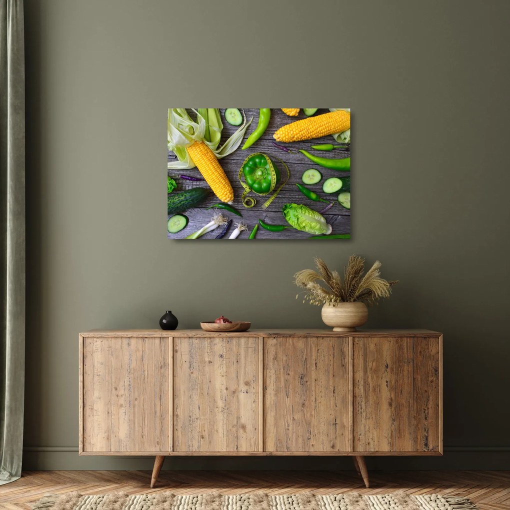 Tablou pe sticlă cu legume (70x50 cm)