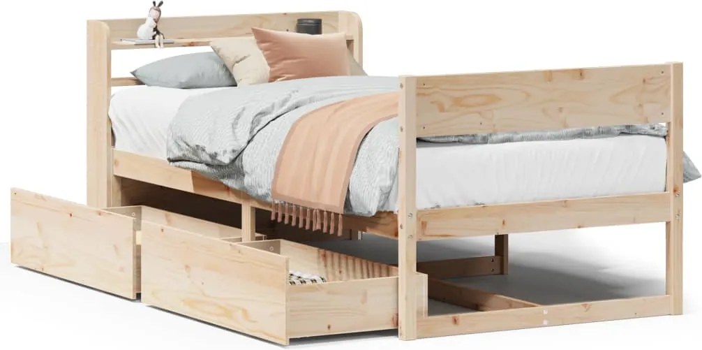 vidaXL Cadru pat fără saltea, 90x190 cm, lemn masiv de pin