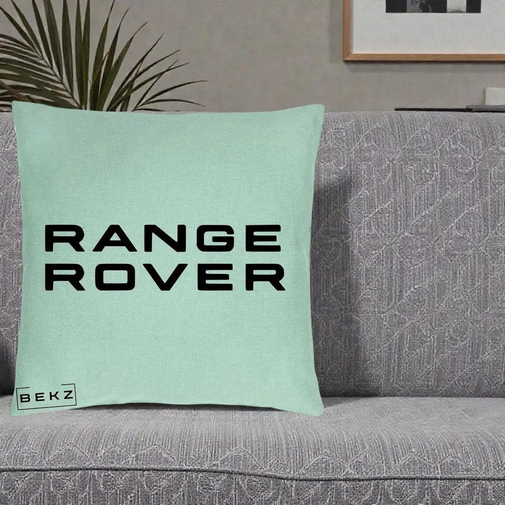 Perna Personalizata cu emblema Range Rover, 40x40 cm, Verde Menta, Husa Detasabila, Perna Inclusa, BEKZ®