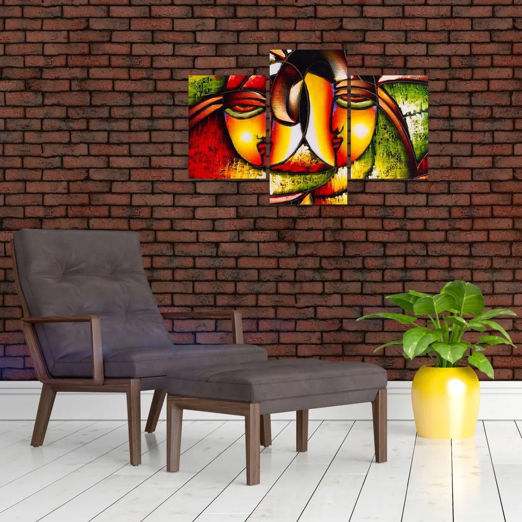 Tablou - Pictură în ulei, chipuri abstracte (90x60 cm)