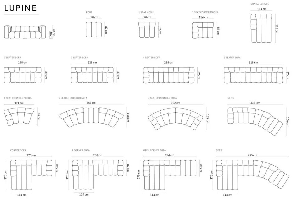 Modul pentru canapea bej (de mijloc) Lupine – Micadoni Home