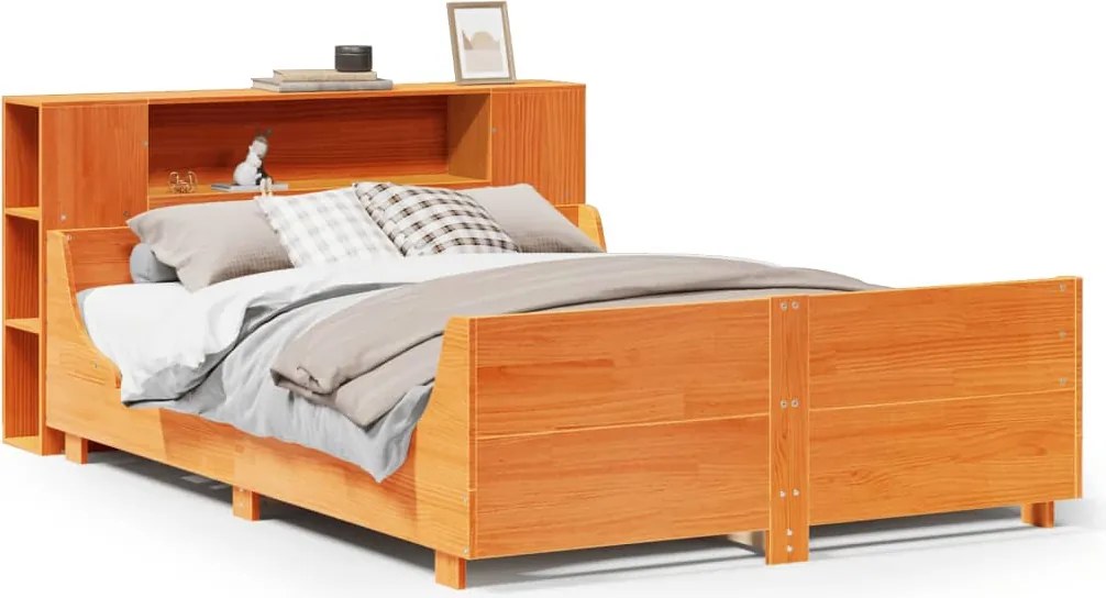 vidaXL Cadru de pat fără saltea, maro ceruit 150x200 cm lemn masiv pin