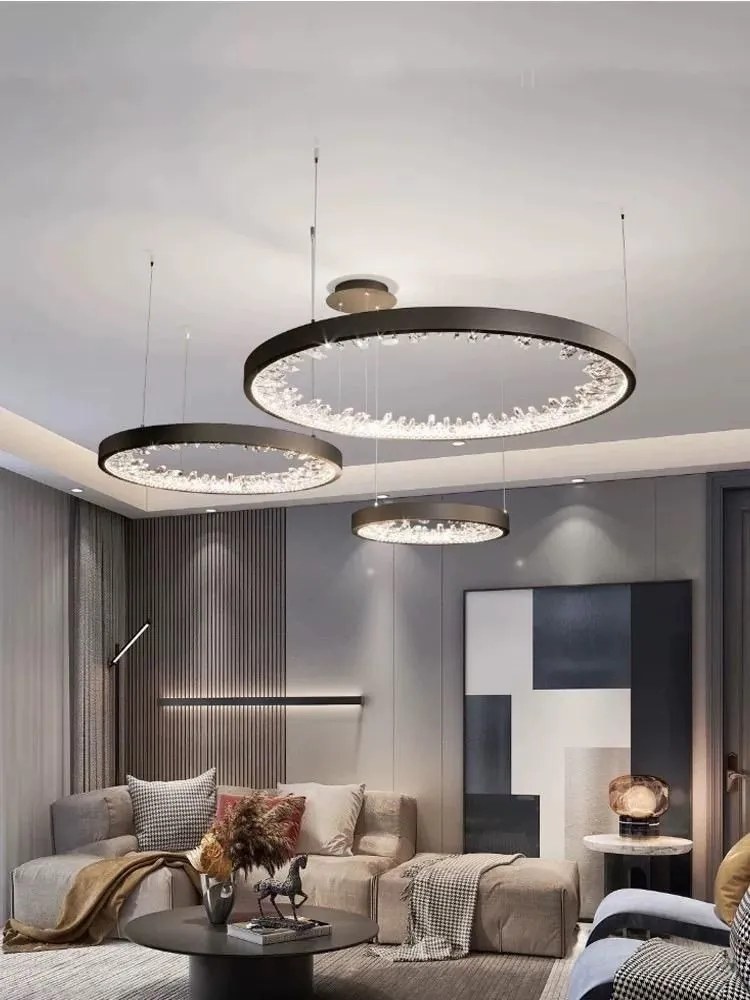 Lustra LED G23529-40+60+80 BK – 113×2W, Design Modern, cu Telecomandă și Lumină Reglabilă