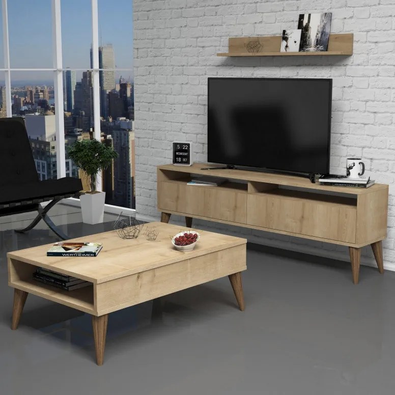 Set Comoda TV si Masuta de Cafea Living Best Oak