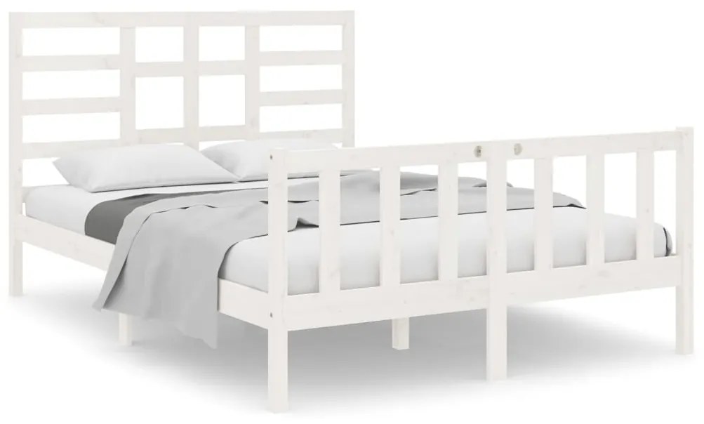 3105896 vidaXL Cadru de pat mic dublu, alb, 120x190 cm, lemn masiv