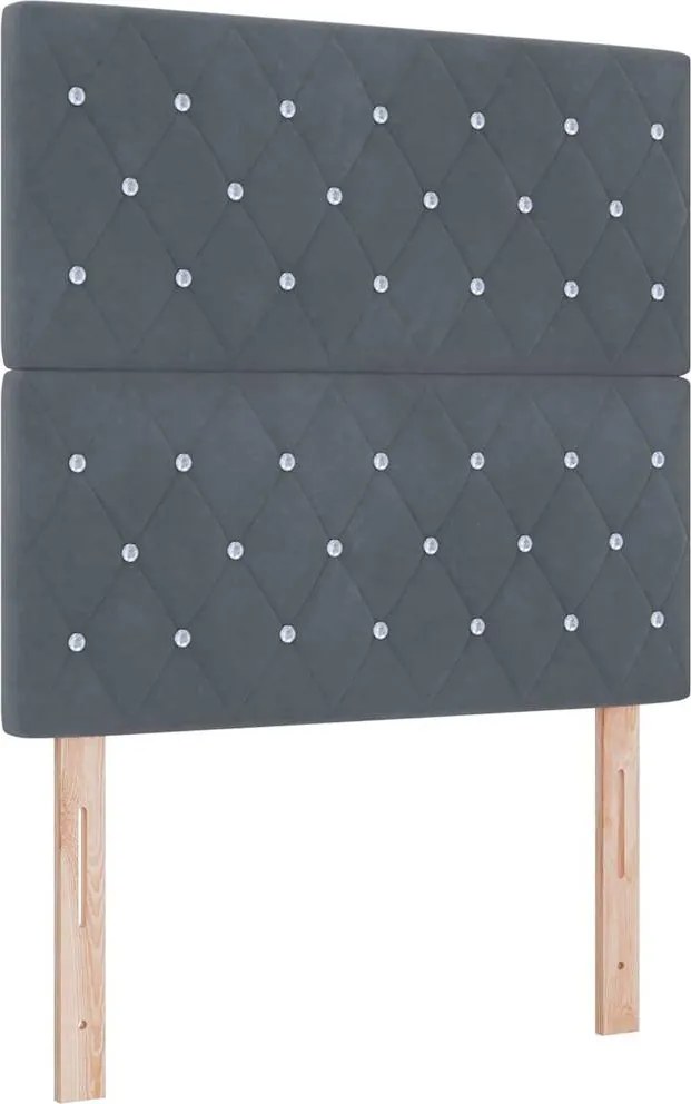 vidaXL Pat cu arc LED cu saltea Gri închis 90 x 190 cm Catifea