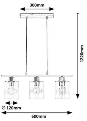 Lustră pe cablu Rabalux 3580 MIROSLAW 3xE27/40W/230V