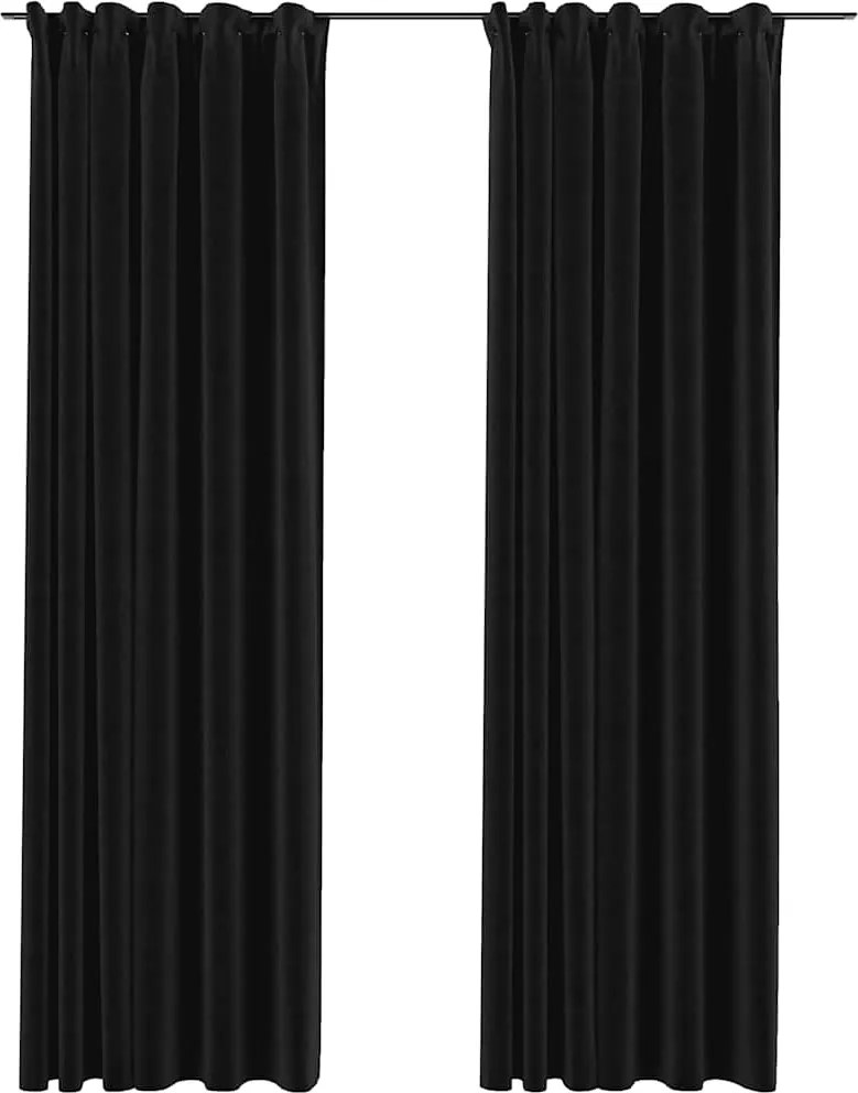 vidaXL Draperii opace aspect in, cârlige, 2 buc., antracit, 140x245 cm