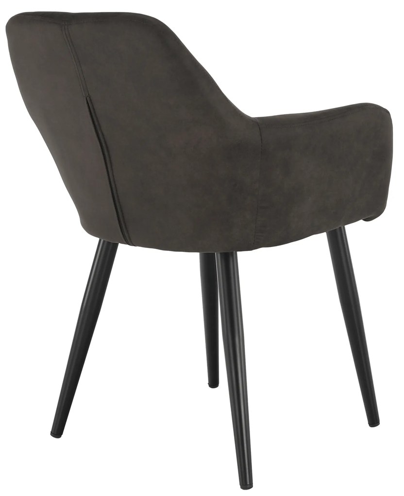 Fotoliu design, ţesătură din piele periată, maro Taupe / negru, LACEY