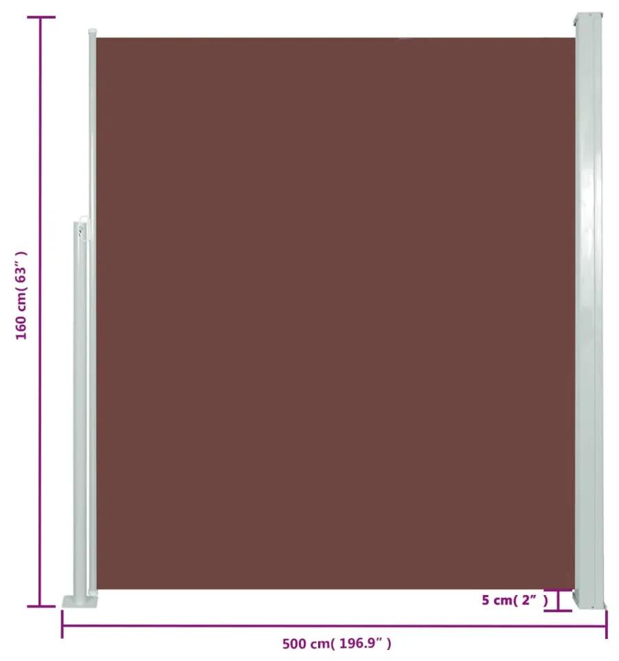 Copertina laterala retractabila de terasa, maro, 160x500 cm Maro, 160 x 500 cm
